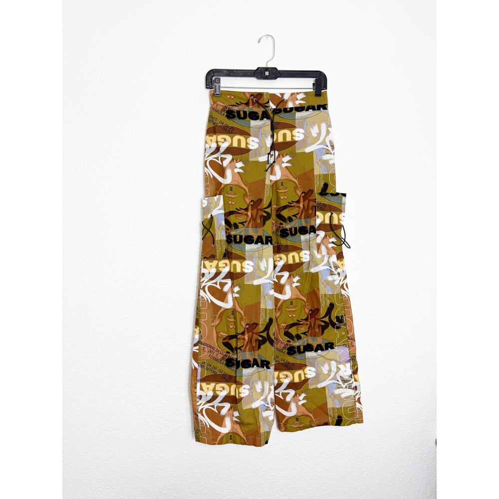 AsYou Y2K Vintage Printed Graphic Wide Leg Pants Size 2 Streetwear Indie - Picture 3 of 14